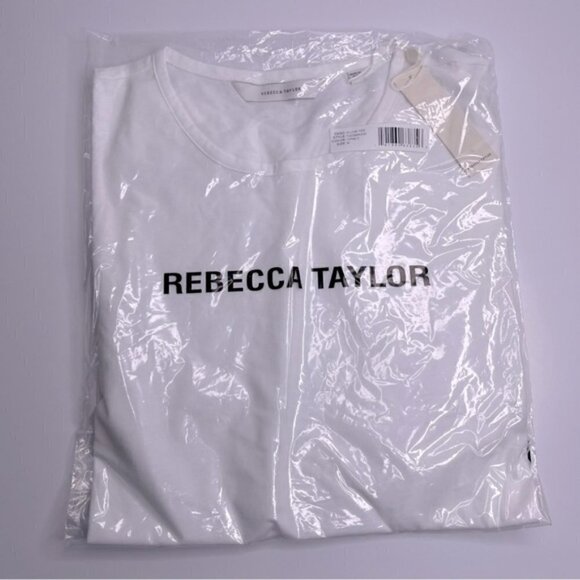 NEW Rebecca Taylor White A-line Puff Sleeves T-shirt US M - Picture 4 of 5